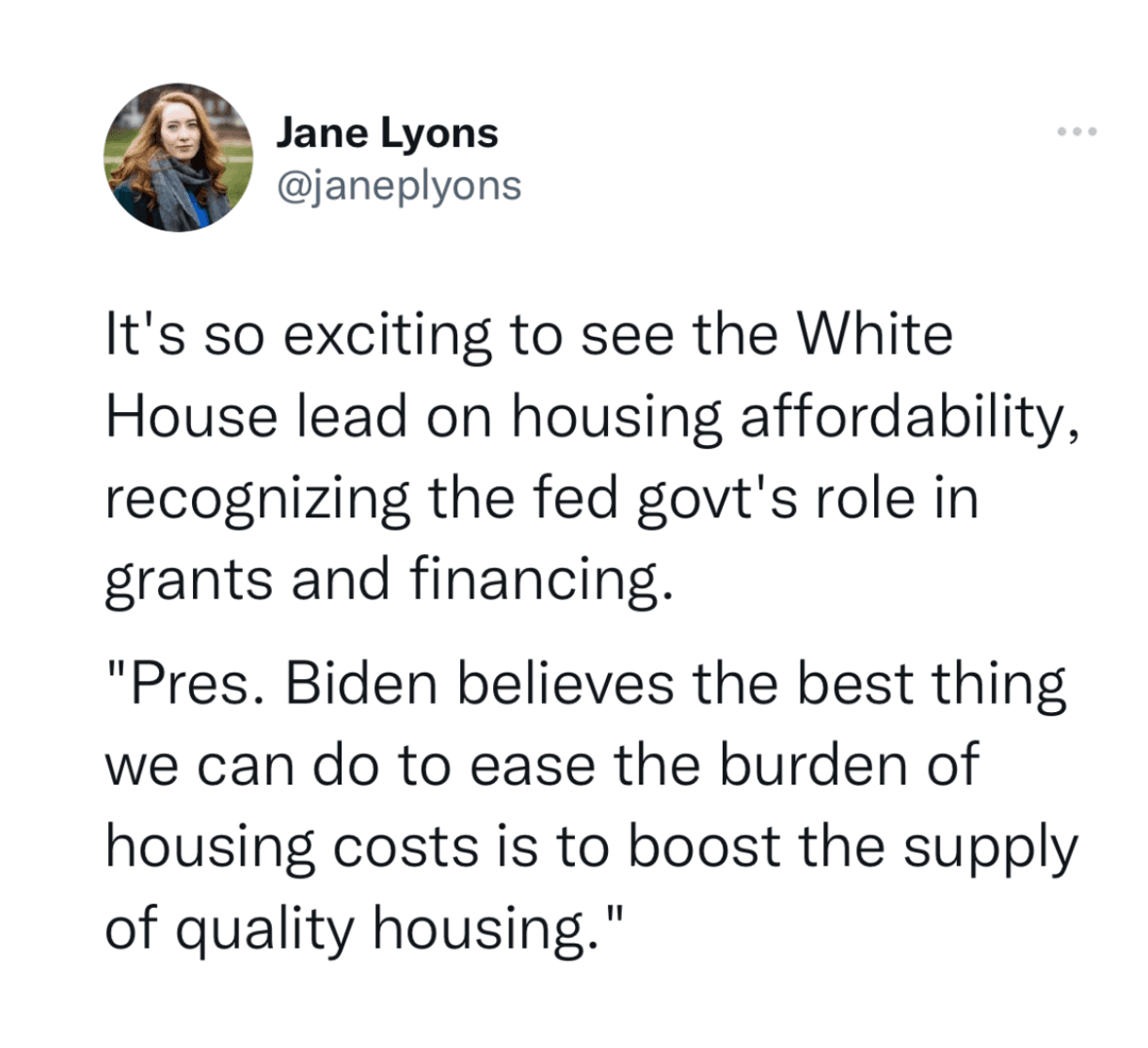 Statement RE: The Biden Administration’s Housing Supply Plan