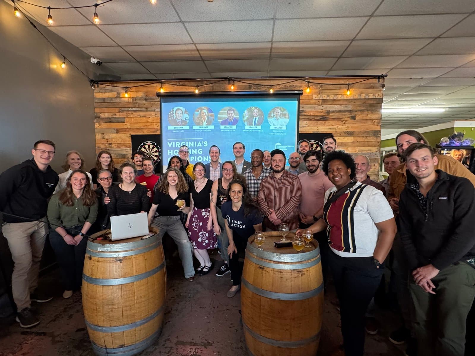 Commonwealth Housing Coalition members at a happy hour celebrating Virginia's housing champions
