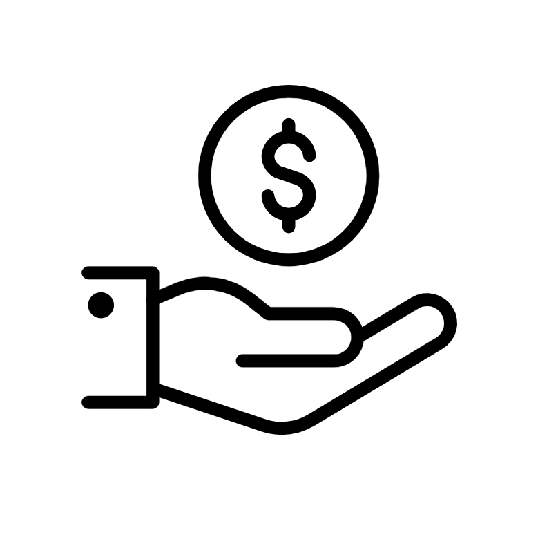dollar sign above an open hand